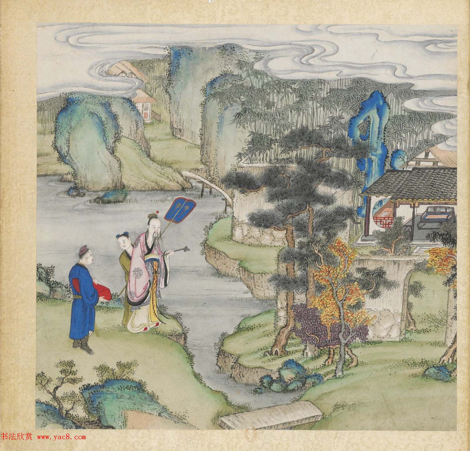 彩色字画大图欣赏《新诗造纸书画谱》