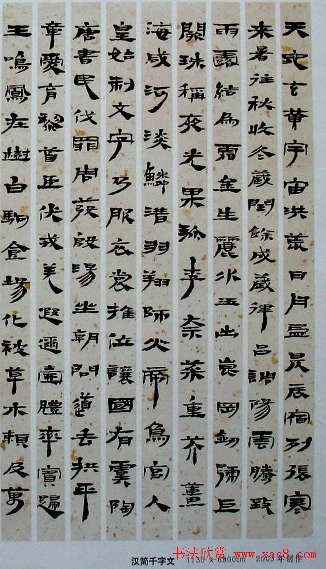 西部书家赵正隶书赏析《汉简千字文》