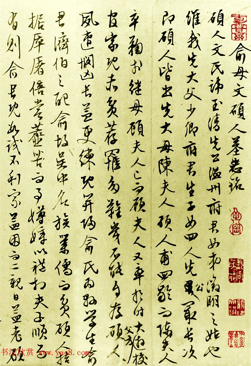 文徵明行书墨迹欣赏《俞母文硕人墓志铭》