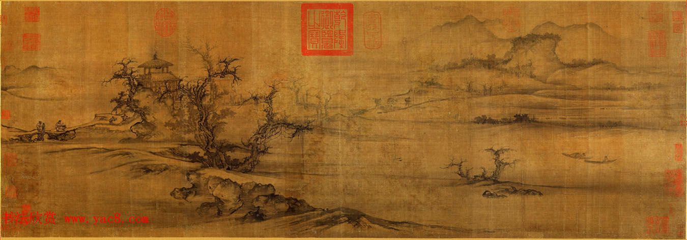 北宋郭熙《树色平远图》附书法题跋_美国大都会博物馆藏