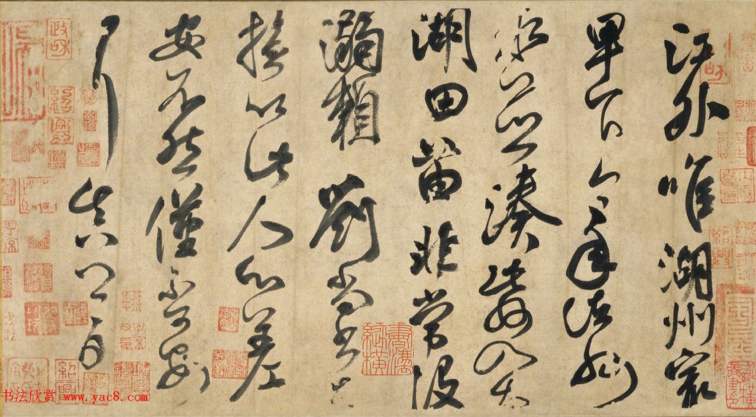 颜真卿书法草书作品《湖州帖》