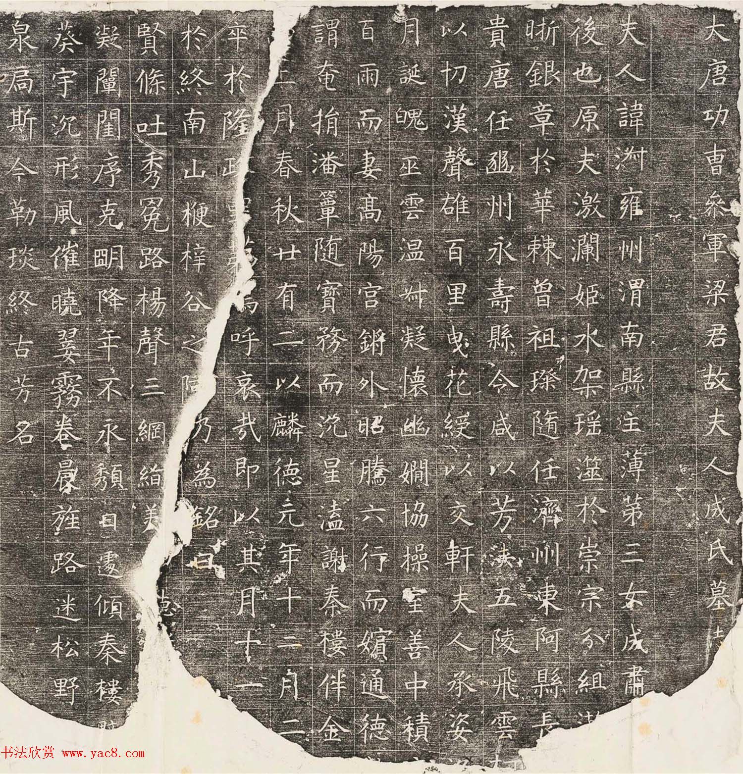 楷书石刻欣赏《大唐功曹参军梁君故夫人成氏墓志》