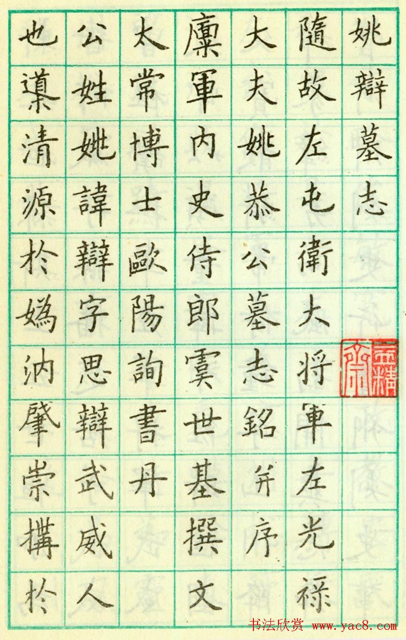 卢中南钢笔楷书欣赏临《姚辩墓志》