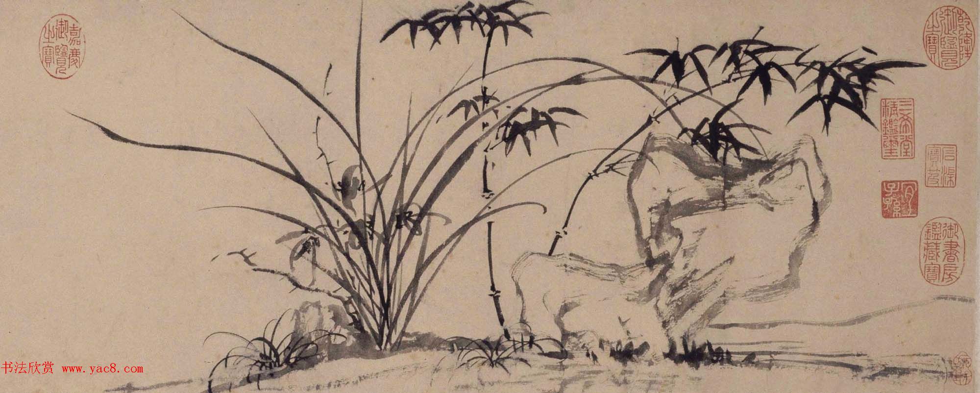 文徵明73岁书画欣赏《三友图卷》高清大图