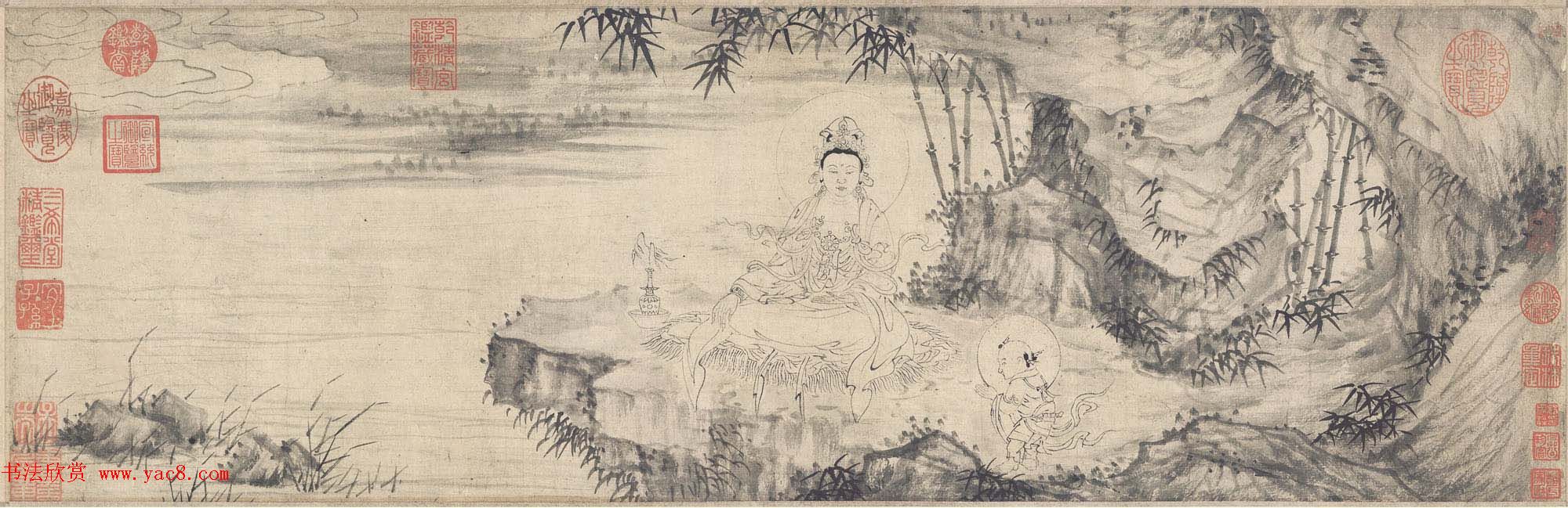 王绂书法字画欣赏《画观音书金刚经合壁》全卷