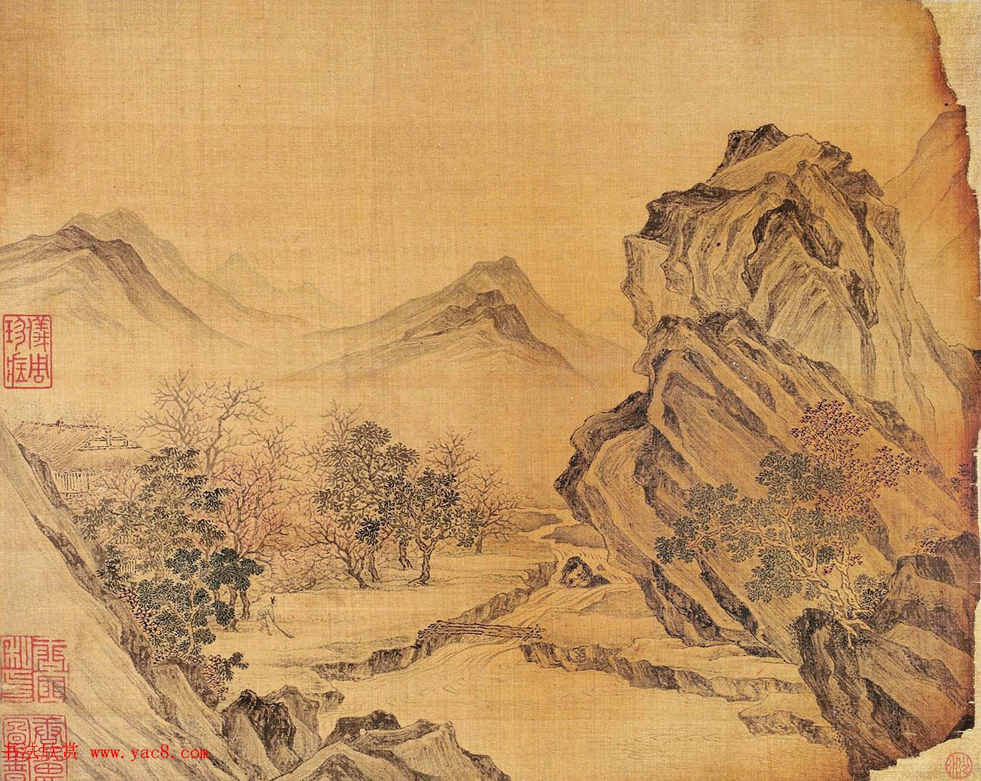 唐寅王守仁书画合册《山静日长图》