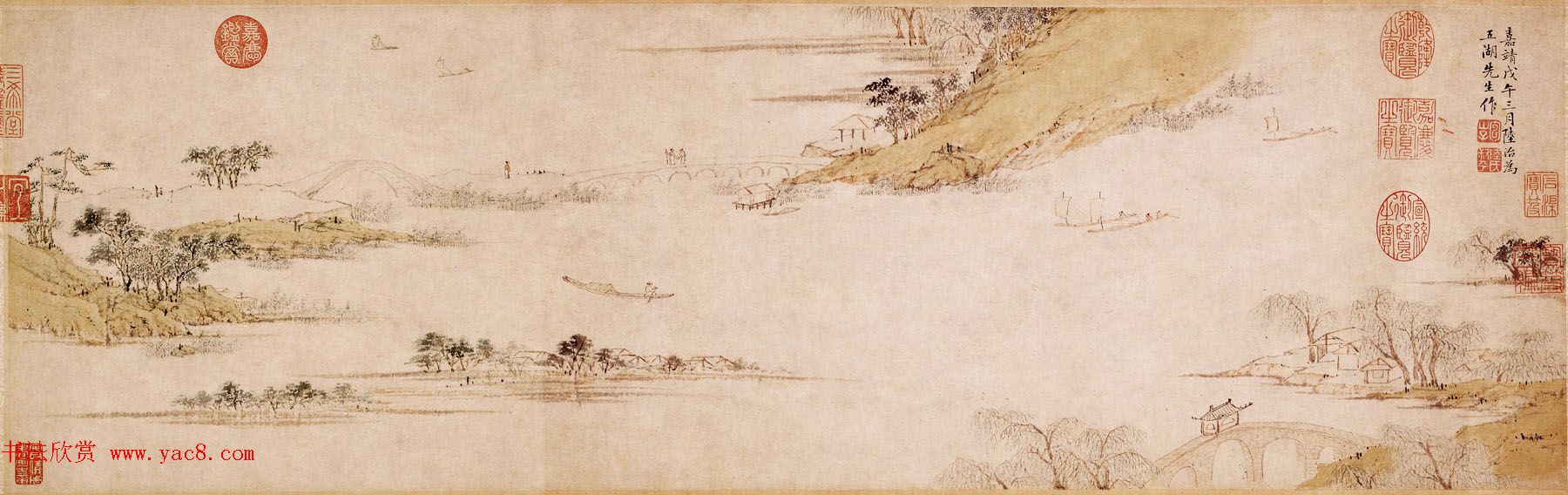 明代陆治为五湖先生作《石湖图卷》