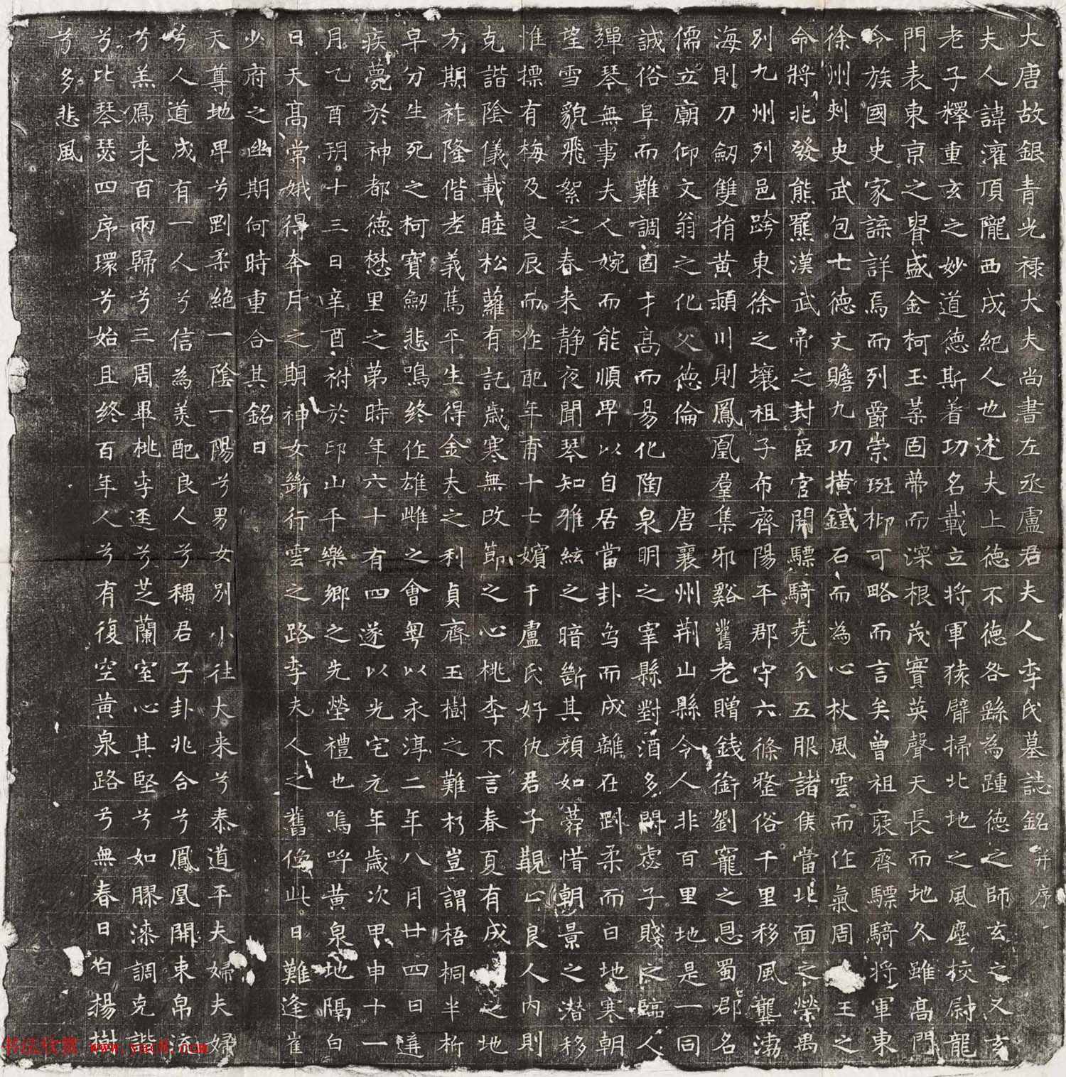 唐楷欣赏《卢承业夫人李灌顶墓志》