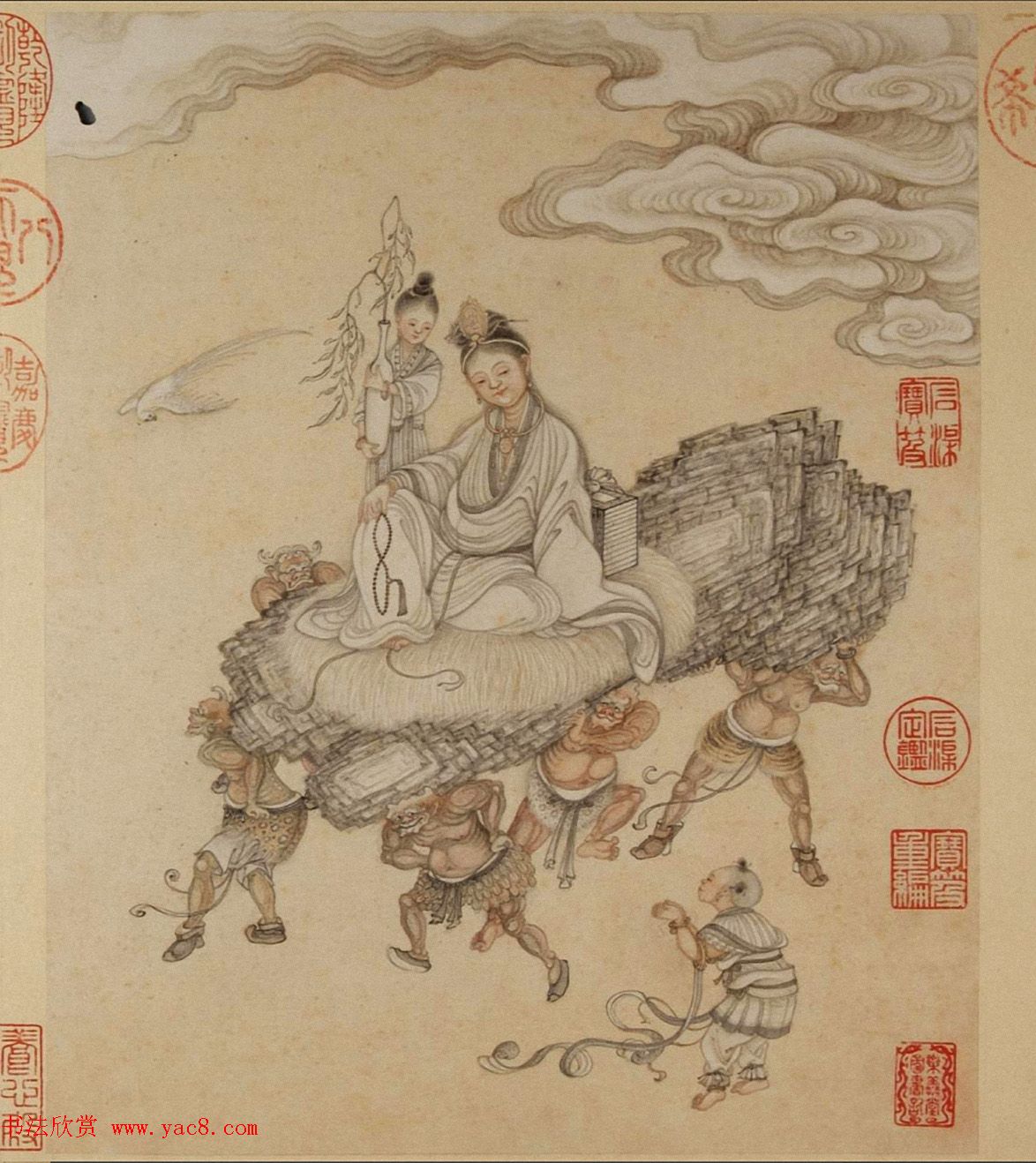 清代字画欣赏《罗汉册》（张照书法+冷枚绘画）