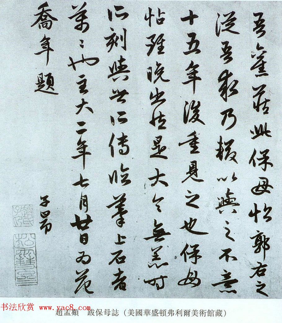 赵孟頫书法题跋欣赏《保母砖志》两种