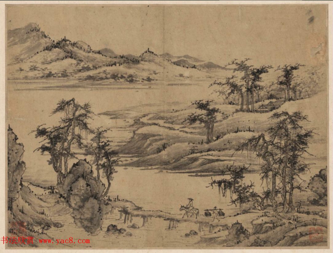 董其昌书法鉴题曹知白山水册