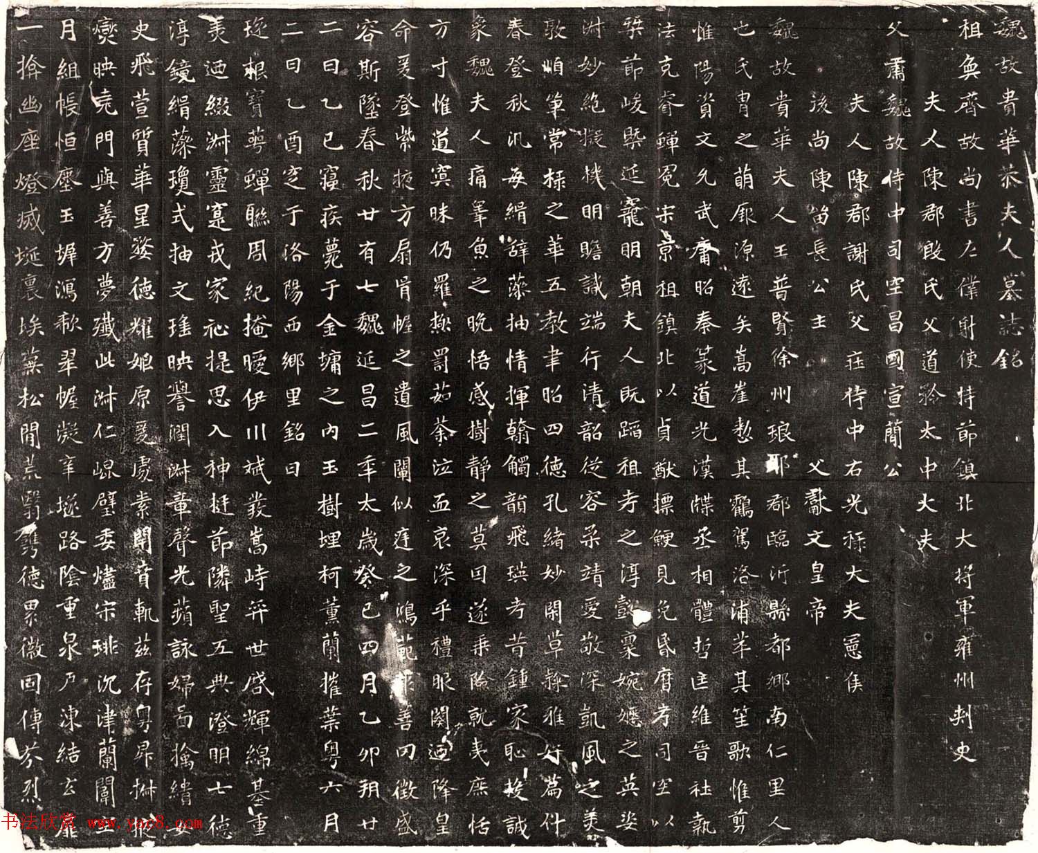 北魏书法石刻《元恪貴华夫人王普贤墓志》