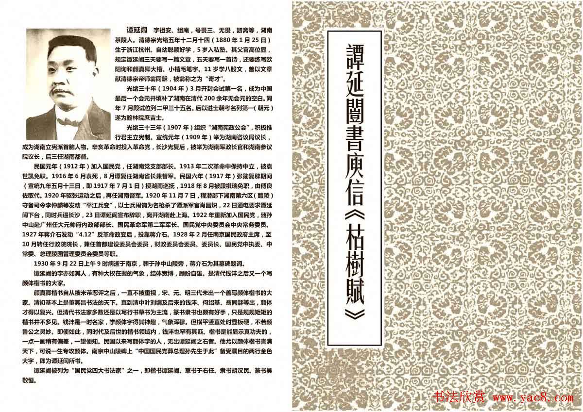 谭延闿楷书欣赏庾信《枯树赋》