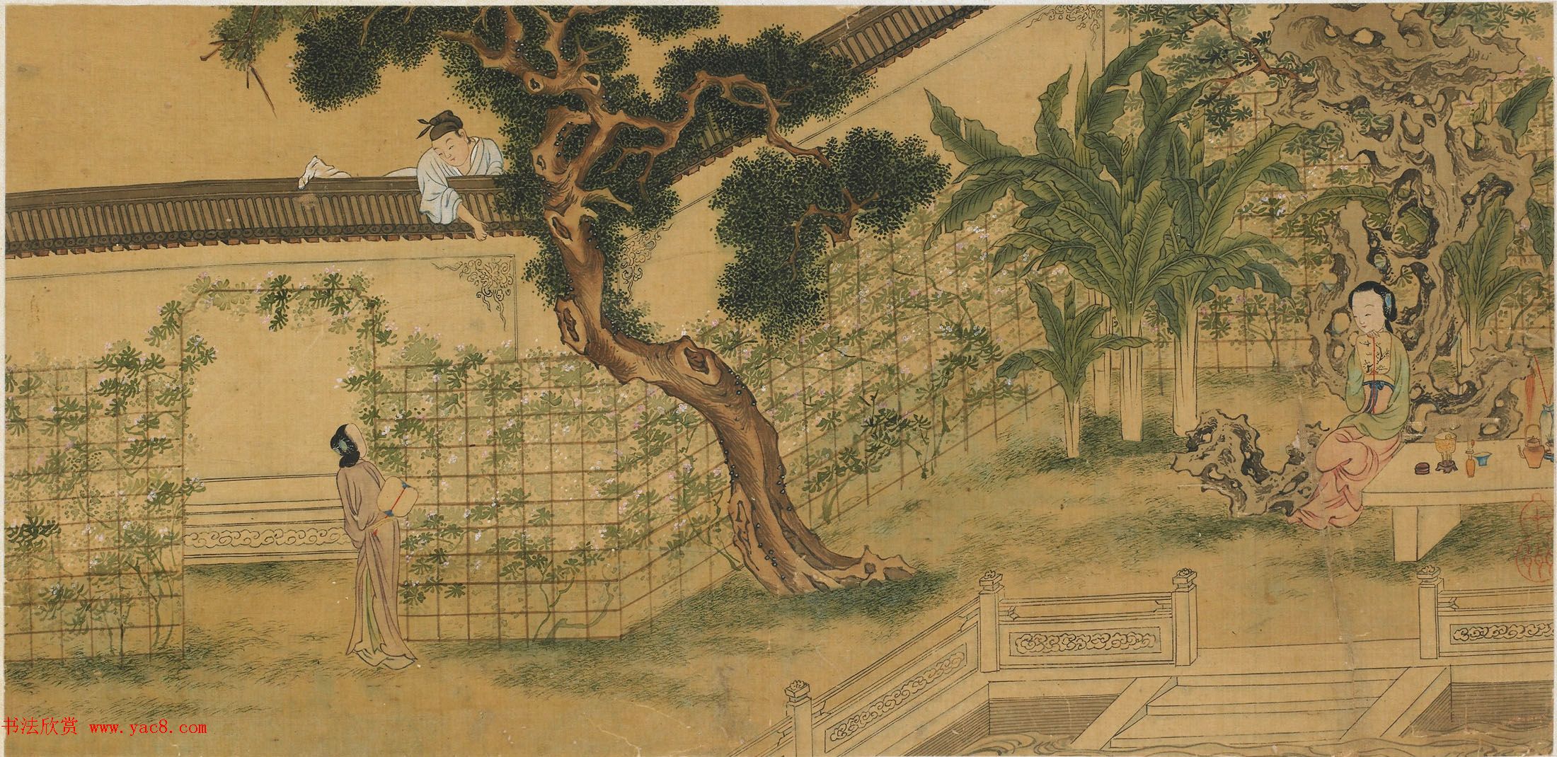 仇英款西厢记图八页美国弗利尔美术馆藏