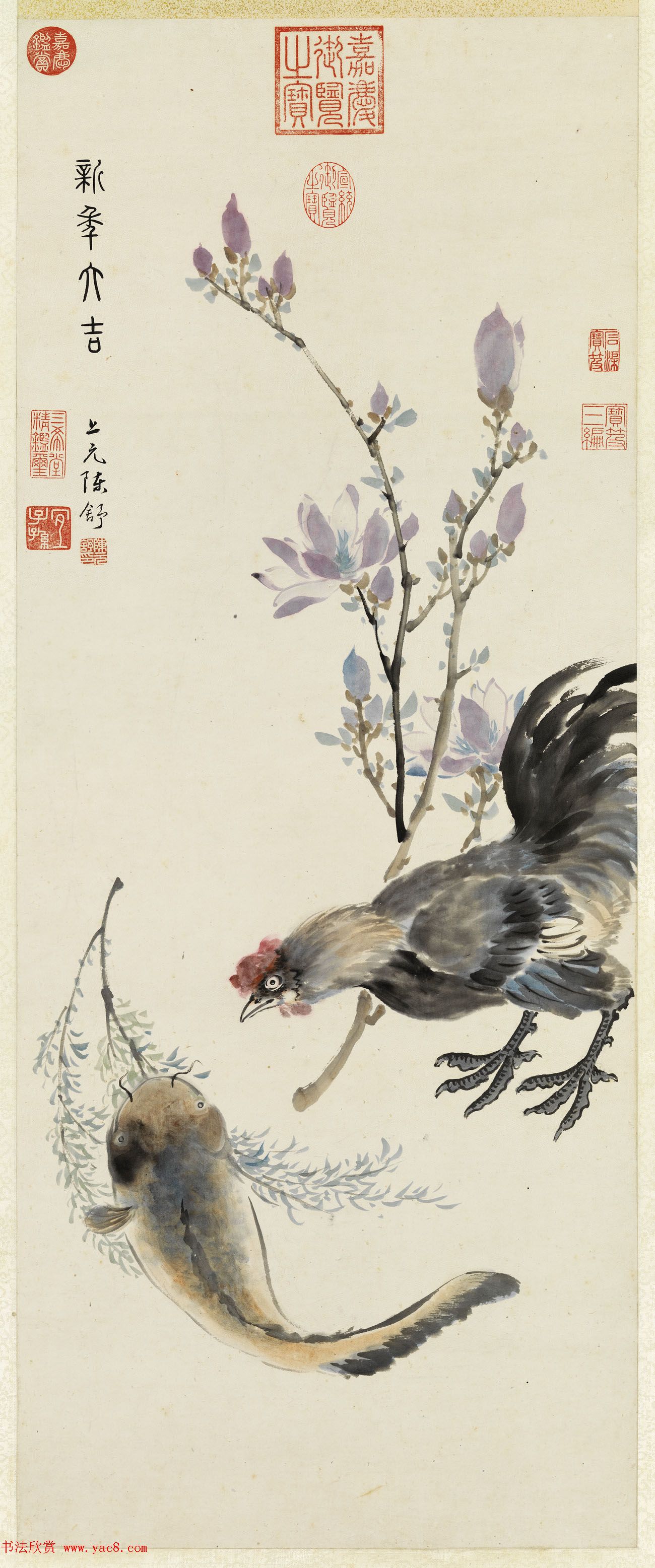 清代陈舒绘画《新年大吉》