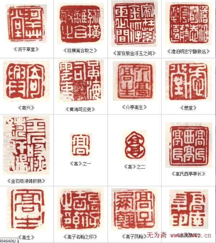 高凤翰常用印鉴欣赏