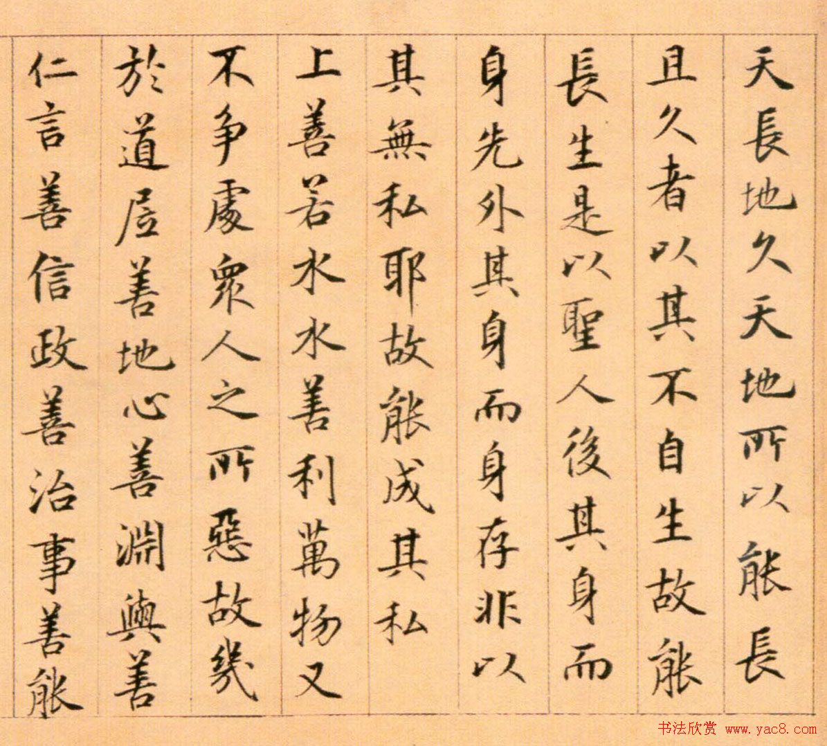 鲜于枢书法佳作楷书《老子道德经卷》