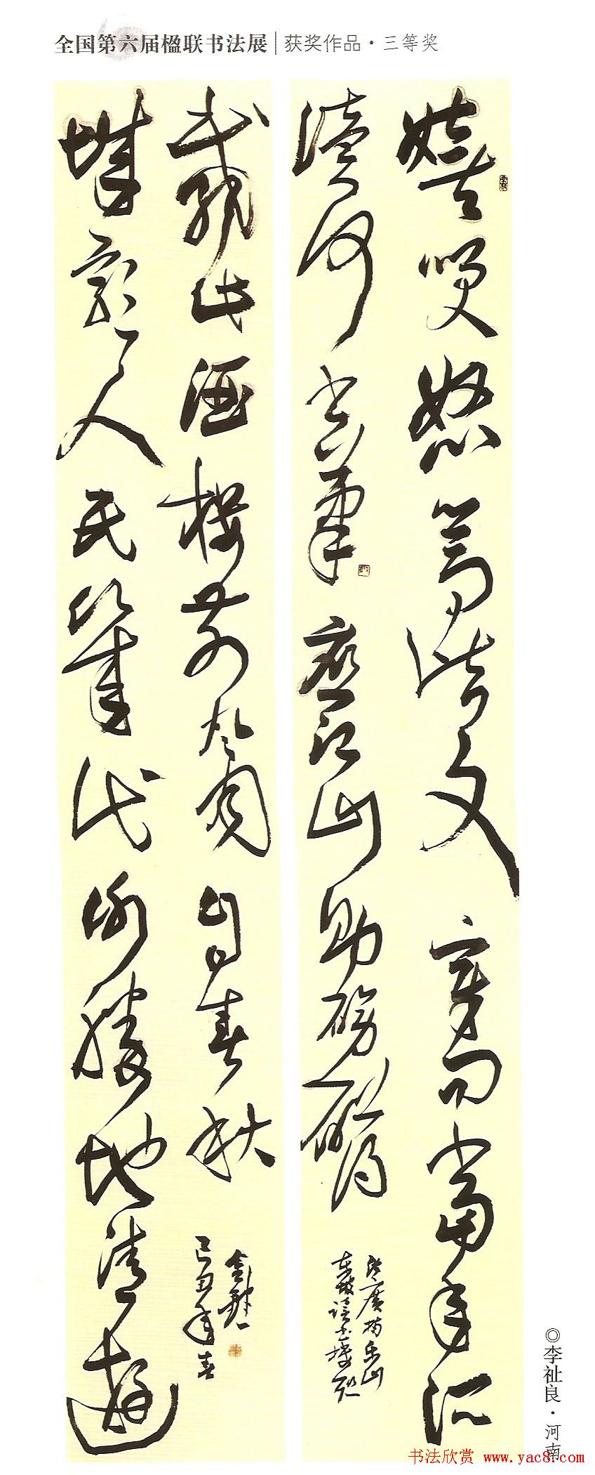 全国第六届楹联书法展获奖作品