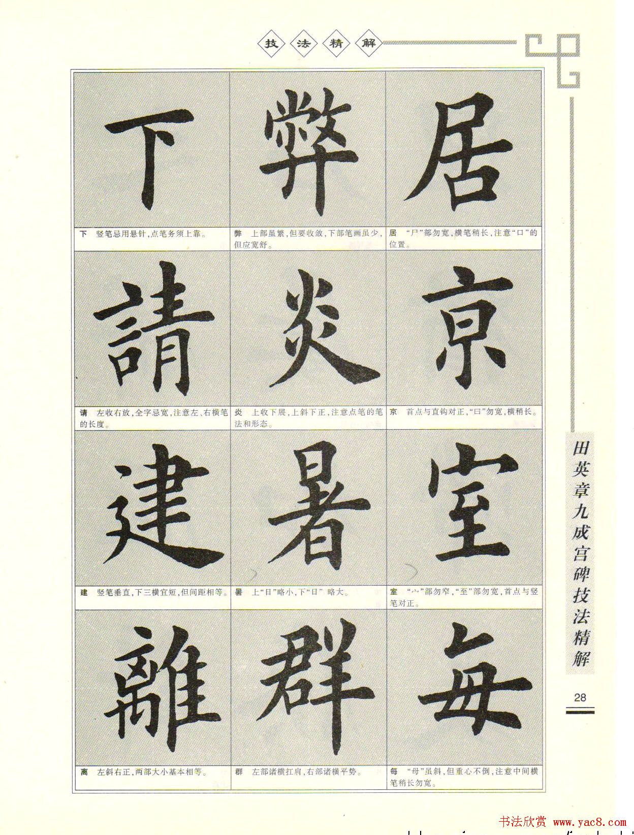 《田英章九成宫碑技法精解》字帖下载