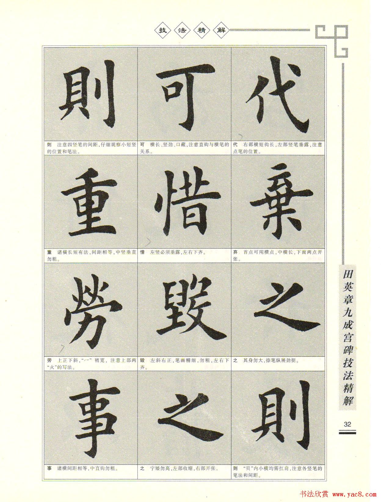 《田英章九成宫碑技法精解》字帖下载