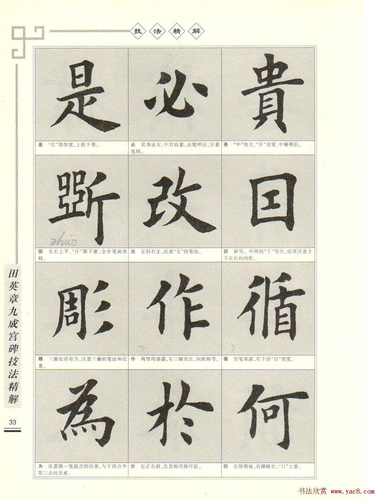《田英章九成宫碑技法精解》字帖下载