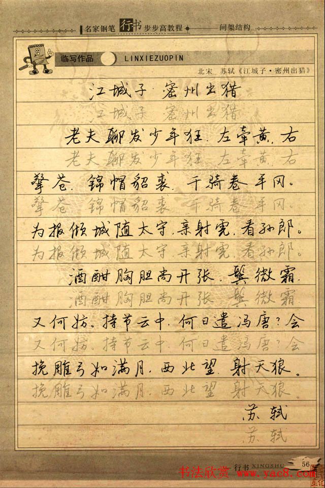 名家钢笔行书字帖：间架结构教程