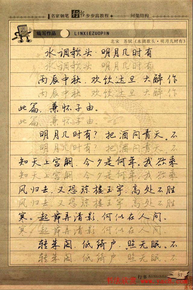 名家钢笔行书字帖：间架结构教程