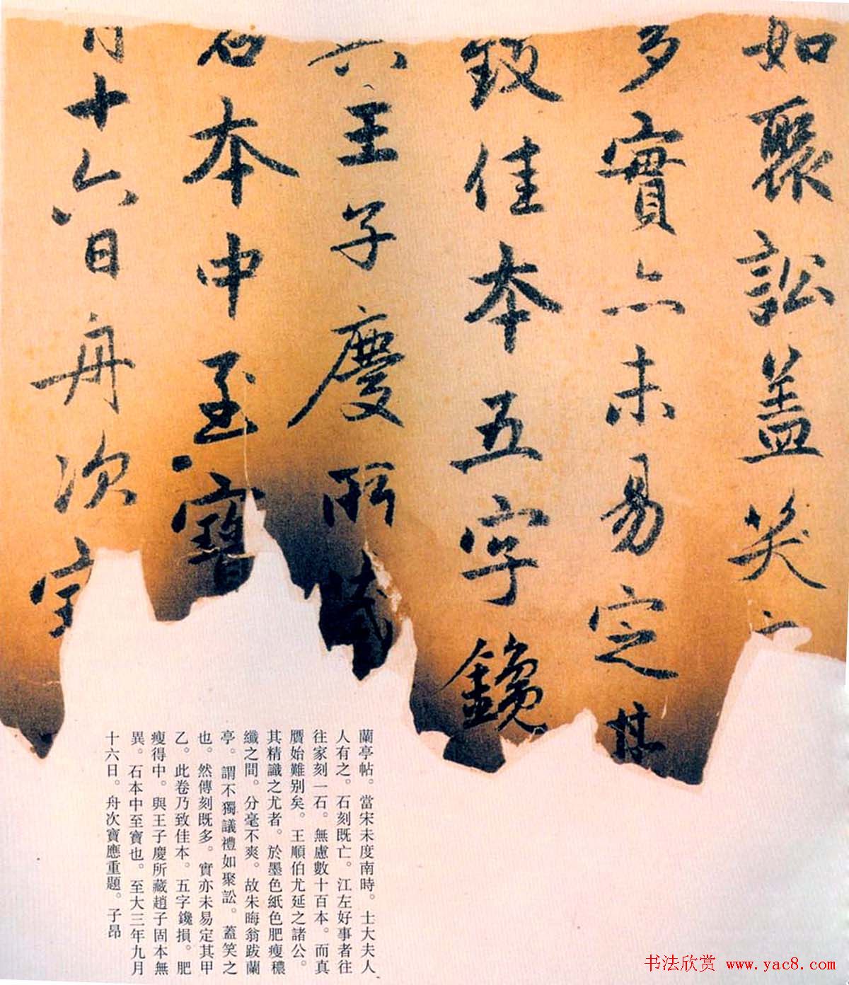 赵孟頫书法《兰亭十三跋》火烧本