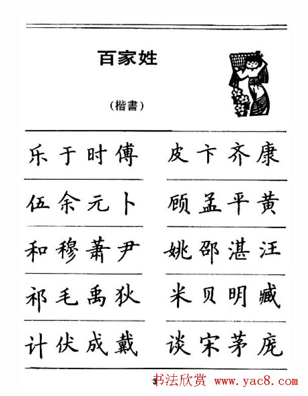 钢笔字帖下载:《钢笔楷书百家姓》