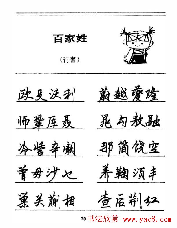 钢笔字帖下载:《钢笔行书百家姓》