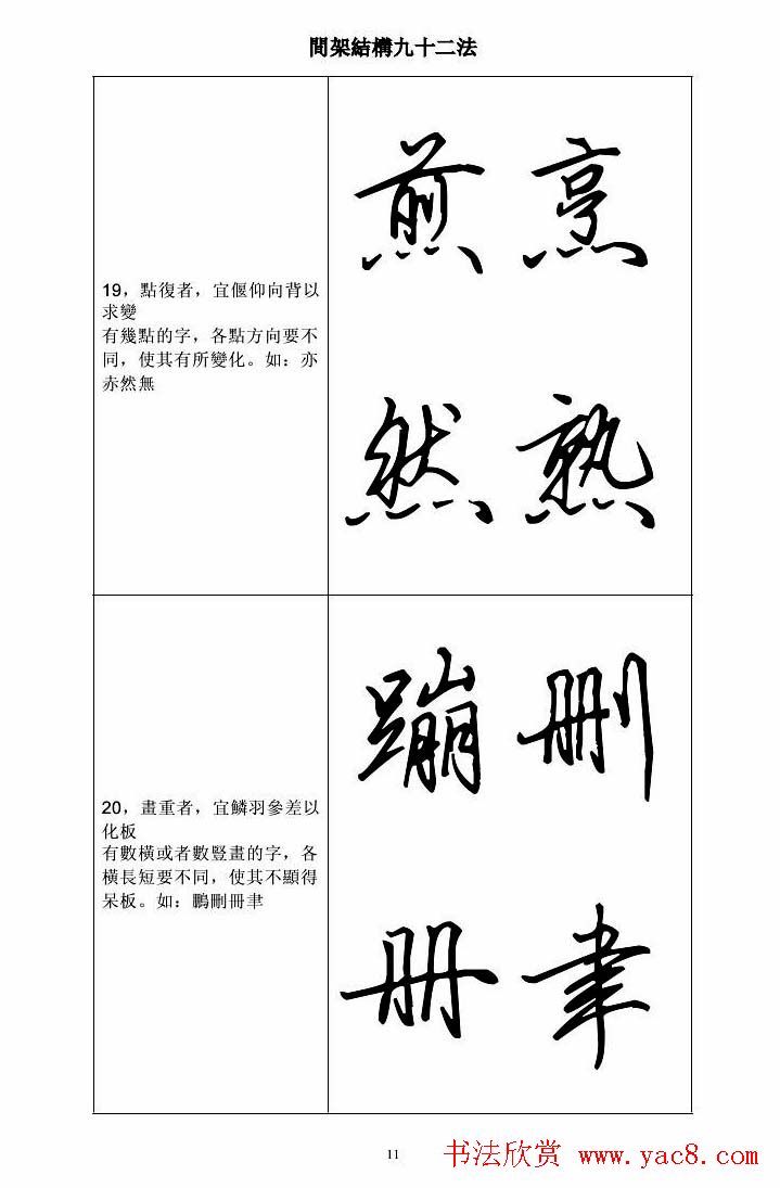 田英章钢笔字帖行书间架结构九十二法