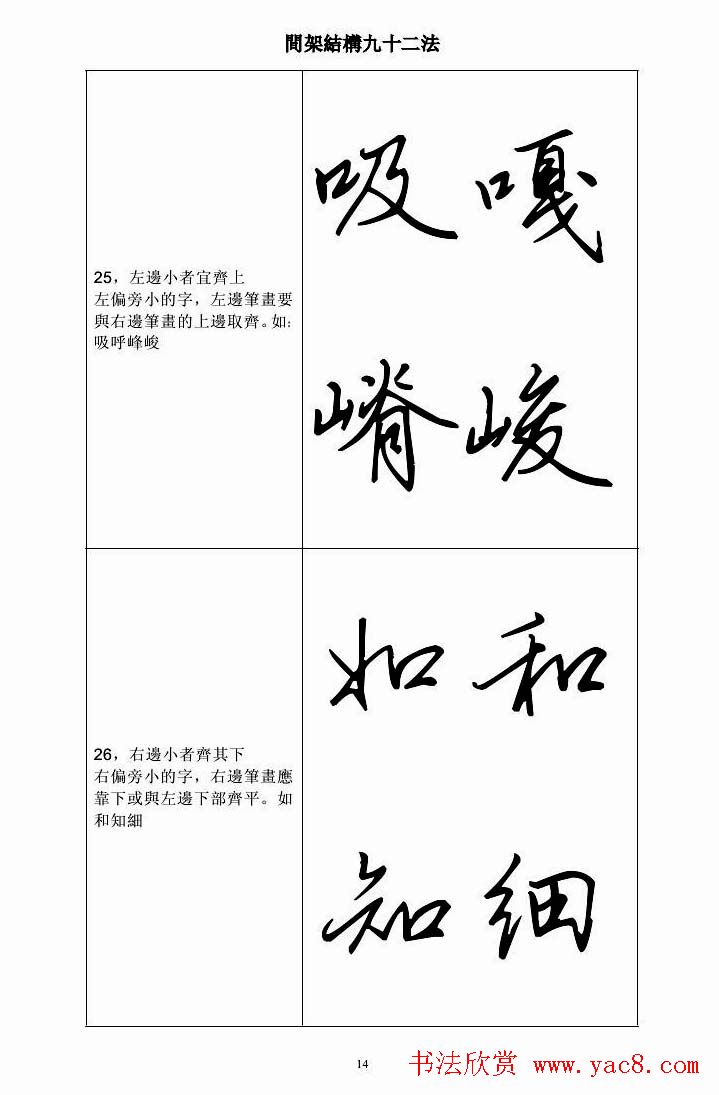 田英章钢笔字帖行书间架结构九十二法