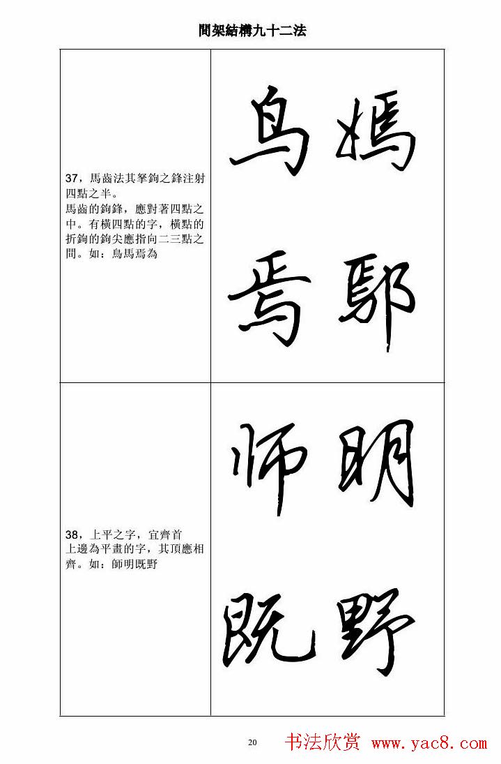 田英章钢笔字帖行书间架结构九十二法