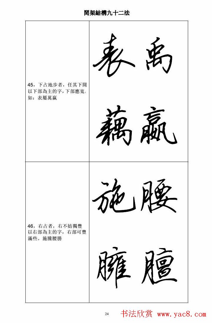 田英章钢笔字帖行书间架结构九十二法