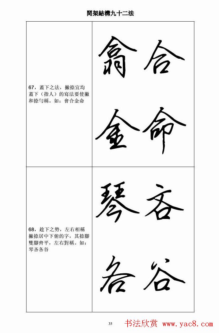 田英章钢笔字帖行书间架结构九十二法