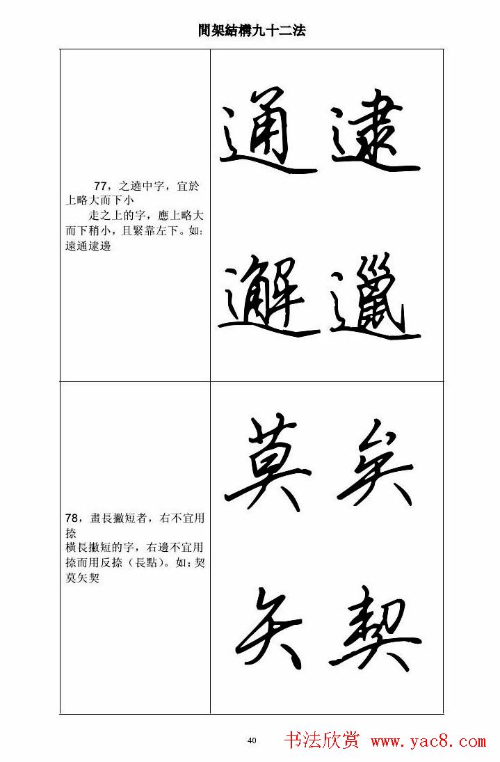 田英章钢笔字帖行书间架结构九十二法