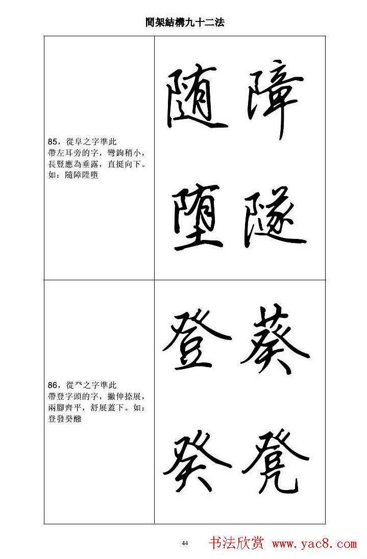 田英章钢笔字帖行书间架结构九十二法