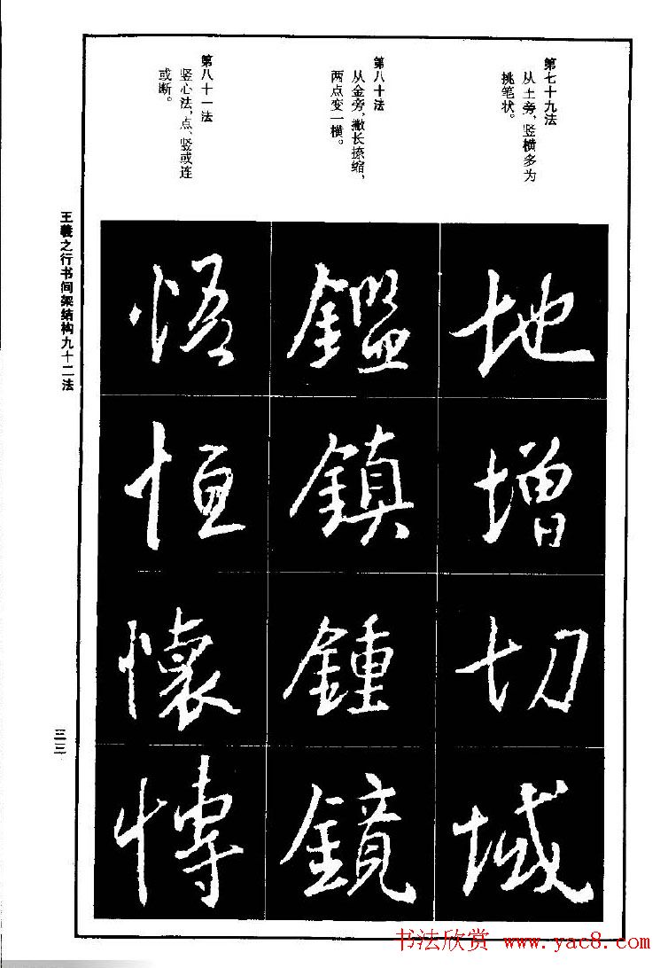 王羲之行书间架结构九十二法.pdf字帖下载