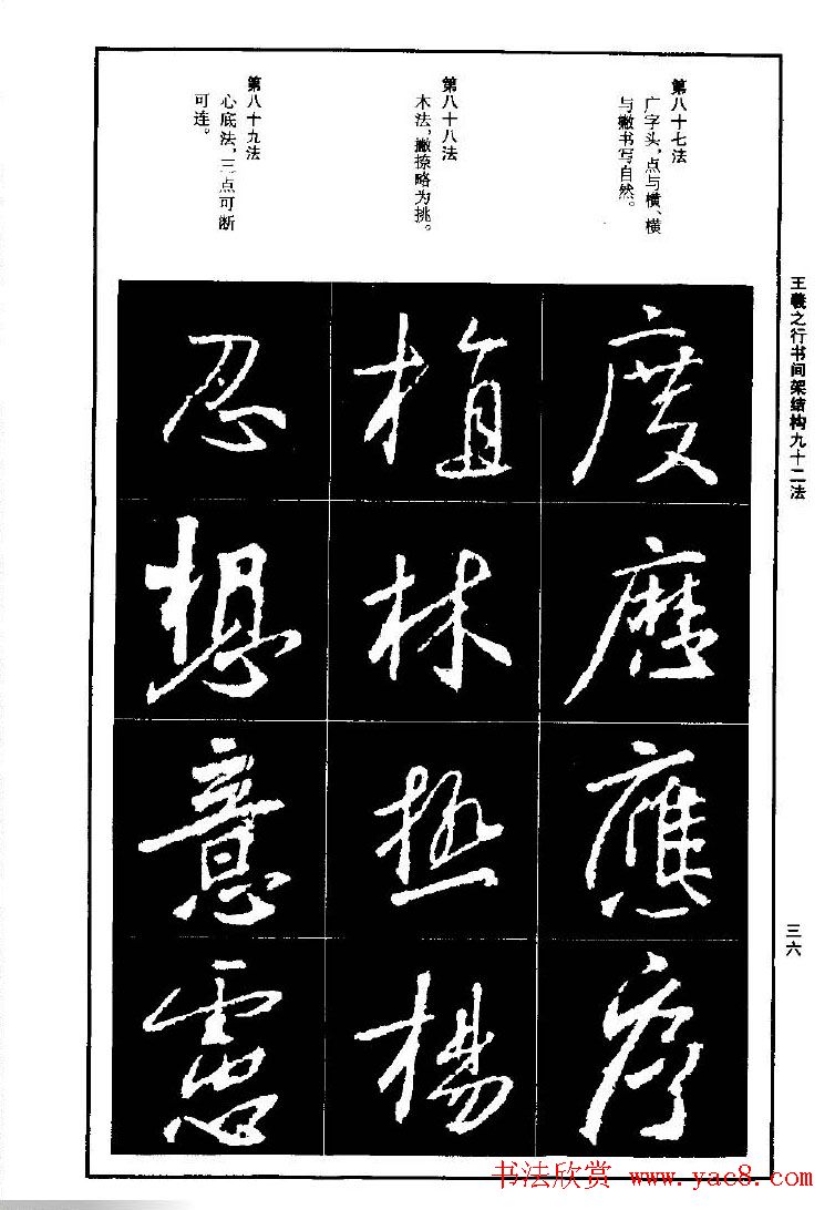 王羲之行书间架结构九十二法.pdf字帖下载