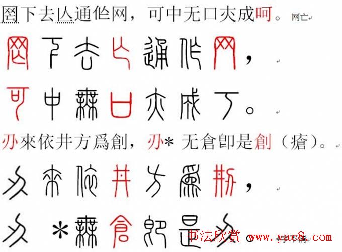 胡正言小篆欣赏《篆法偏旁正讹歌》