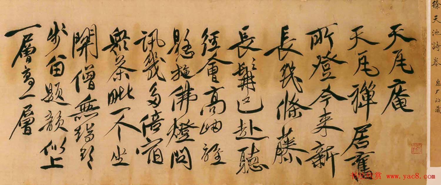 明代徐渭行草书法欣赏《天瓦庵诗卷》