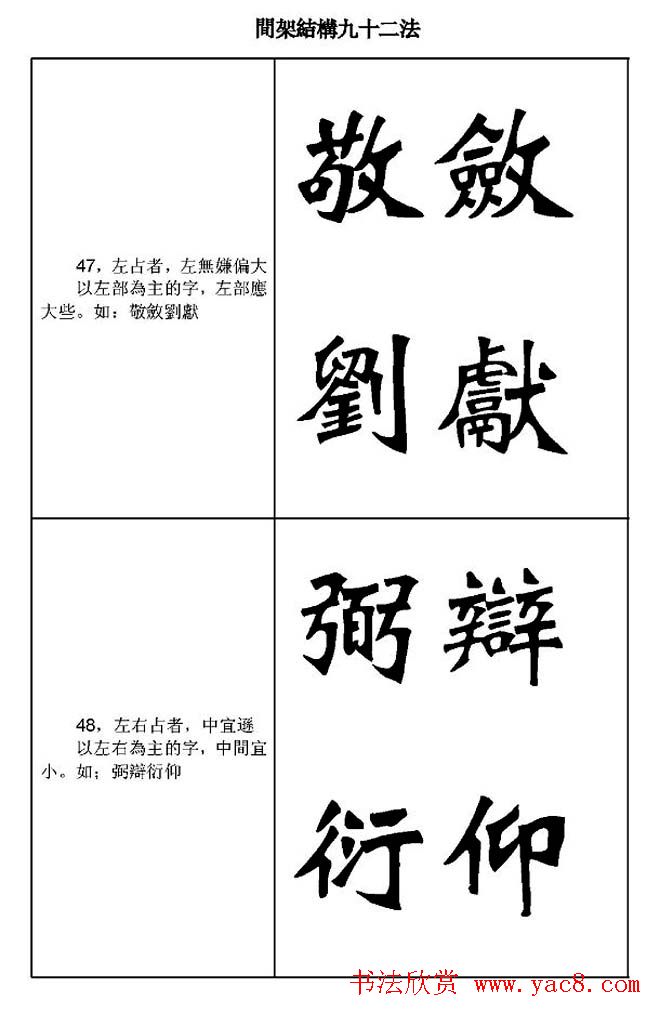 魏楷字帖《魏碑间架结构九十二法》