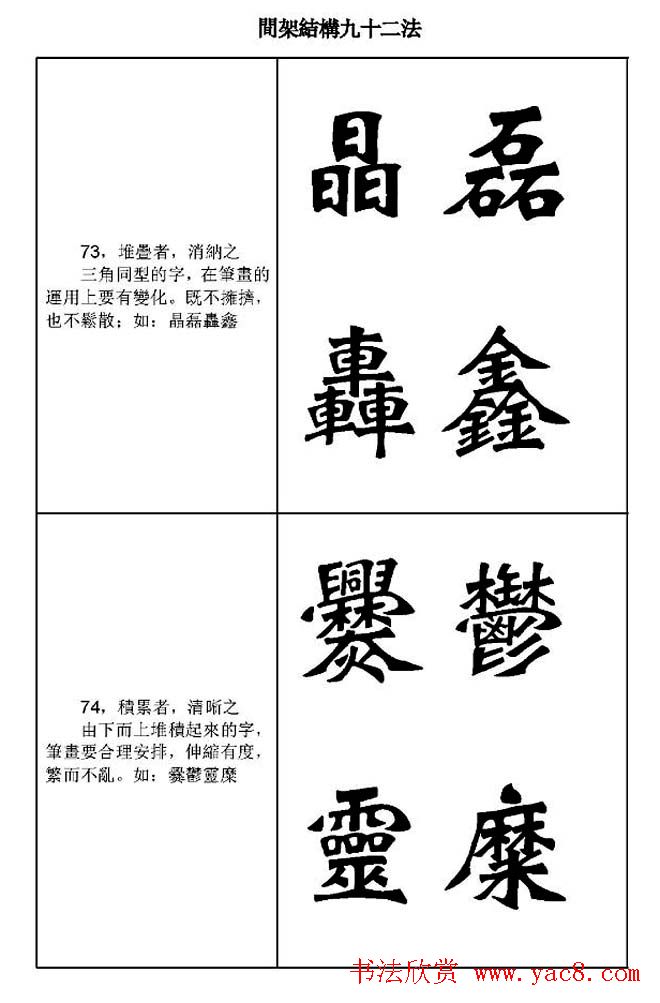 魏楷字帖《魏碑间架结构九十二法》