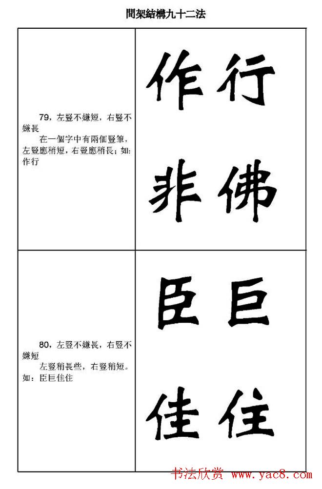 魏楷字帖《魏碑间架结构九十二法》
