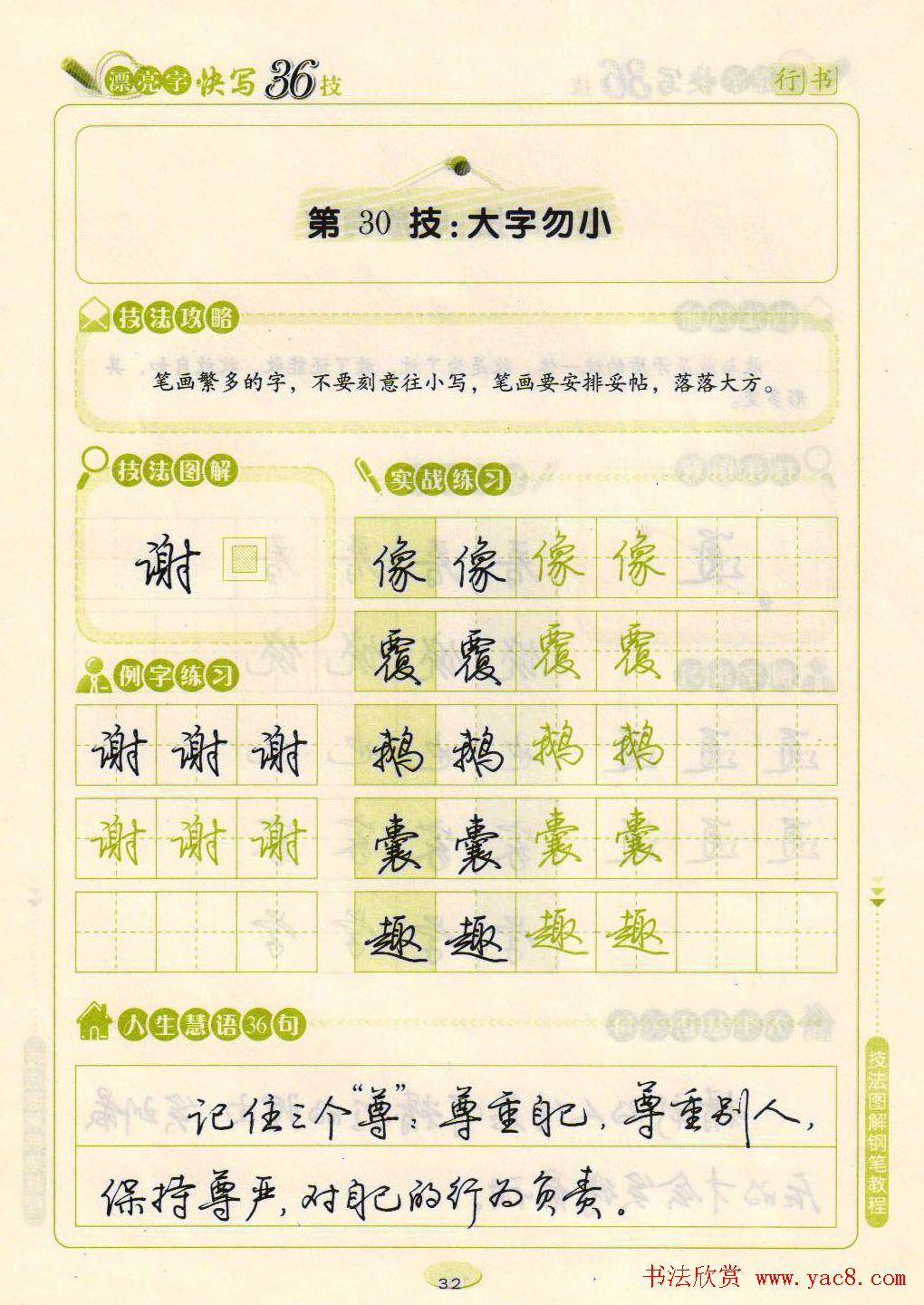 荆霄鹏钢笔行书字帖《漂亮字快写36技》