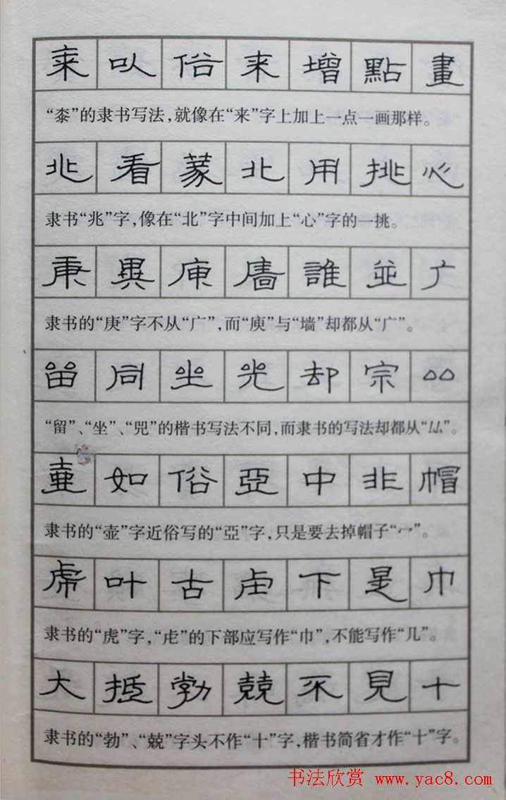 硬笔书法隶书结构一百法增广汉隶辨异歌