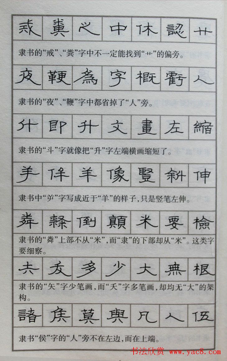硬笔书法隶书结构一百法增广汉隶辨异歌