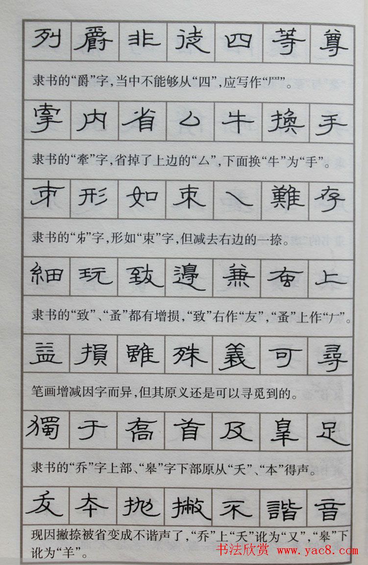 硬笔书法隶书结构一百法增广汉隶辨异歌