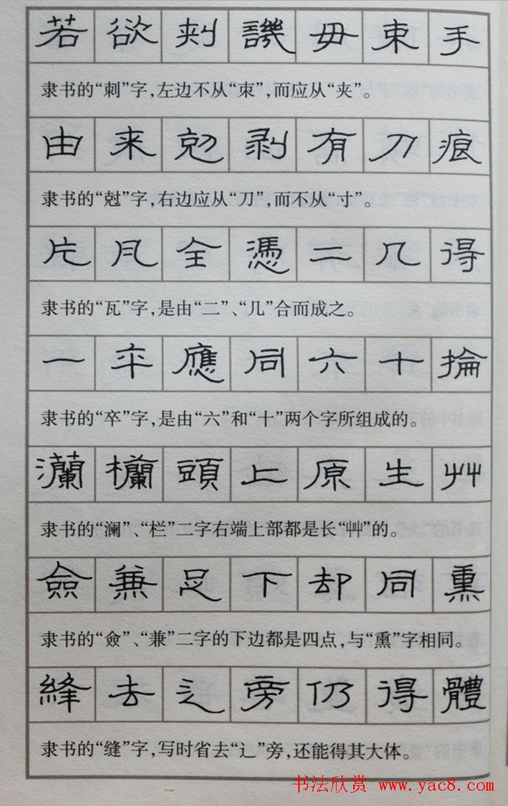 硬笔书法隶书结构一百法增广汉隶辨异歌