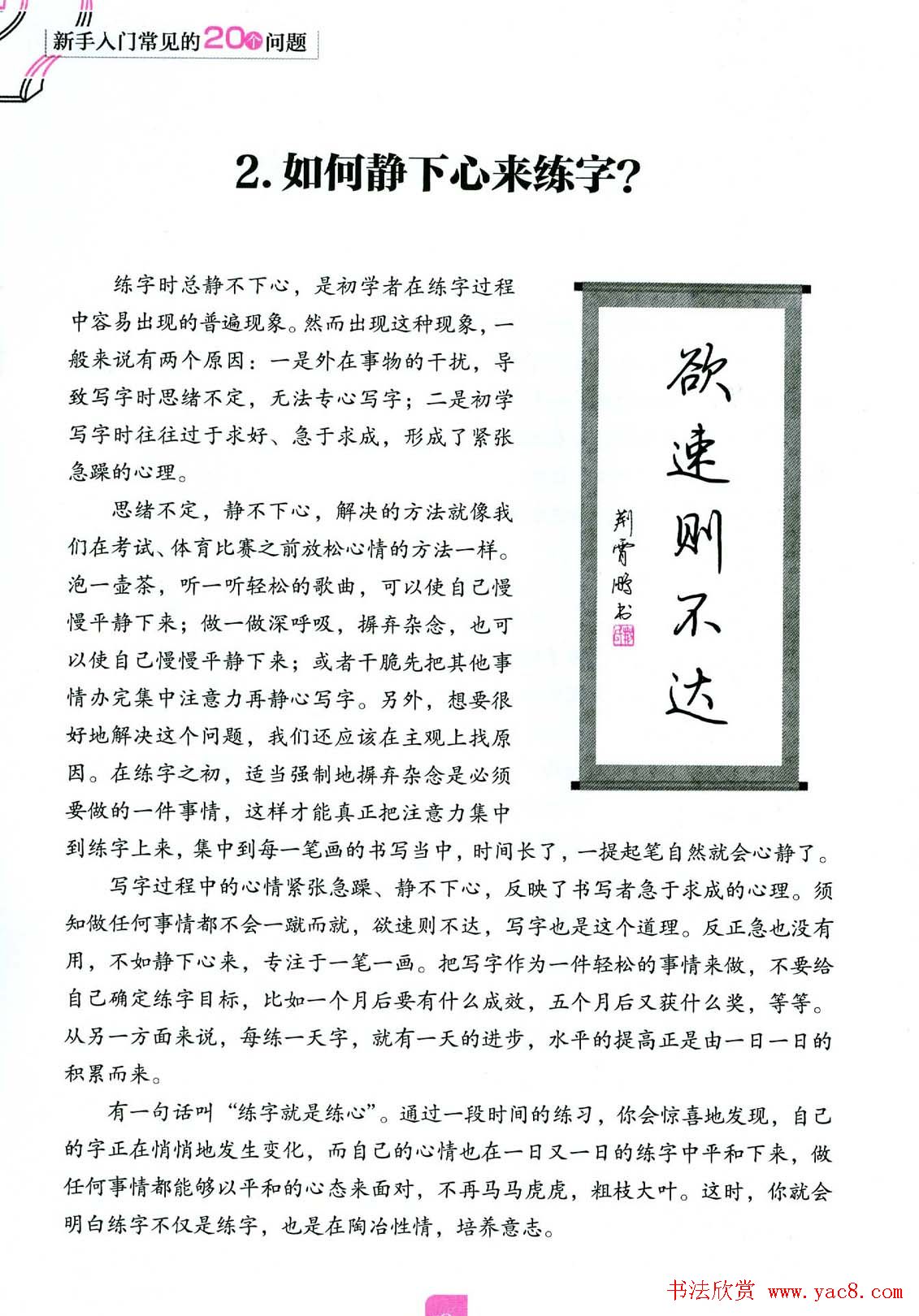 荆霄鹏硬笔行楷字帖《新手入门常见的20个问题》